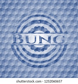 Bung blue polygonal badge.