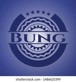 Bung jean or denim emblem or badge background. Vector Illustration. Detailed.