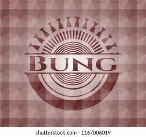 Bung red seamless emblem with geometric pattern.