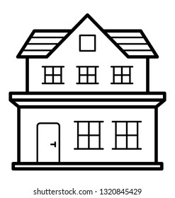 Bungalow architecture line icon 