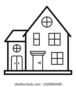 Bungalow architecture line icon 