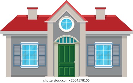 Bungalow building facade. Colorful town house icon