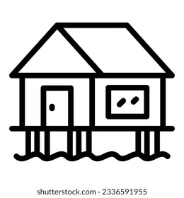 Bungalow building icon outline vector. Island house. Sea summer