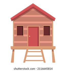 Bungalow door icon cartoon vector. Ocean villa. Island house