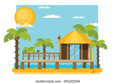  Bungalow flat vector