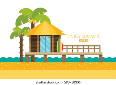 Bungalow flat vector