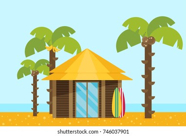 Bungalow flat vector