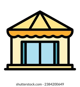 Bungalow house icon outline vector. Sea villa. Tropical summer color flat
