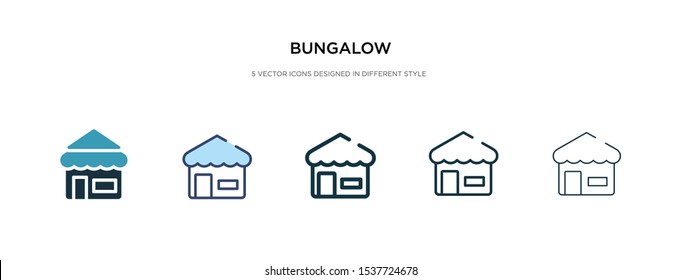 bungalow icon in different style vector illustration. two colored and black bungalow vector icons designed in filled, outline, line and stroke style can be used for web, mobile, ui
