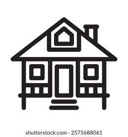 Bungalow icon. Editable line icon. Vector illustration