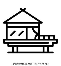 Bungalow icon outline vector. House cabin. Forest stilt