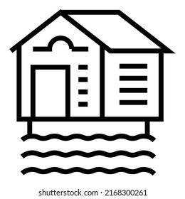 Bungalow icon outline vector. Villa modern. Cottage real estate