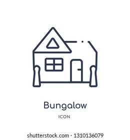 bungalow icon from travel outline collection. Thin line bungalow icon isolated on white background.