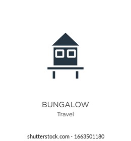 Vector de icono de Bungalow. Icono moderno de bungalow plano de la colección de viajes aislado en fondo blanco. La ilustración vectorial se puede utilizar para diseño gráfico web y móvil, logotipo, eps10