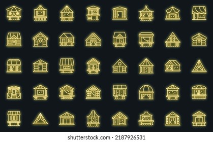 Bungalow icons set outline vector. African cabin. Beach cottage
