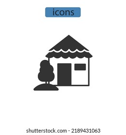 Bungalow icons  symbol vector elements for infographic web