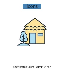 Símbolo de iconos de Bungalow elementos vectoriales para web infográfica