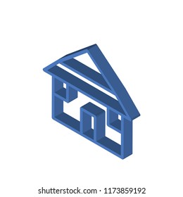 Bungalow isometric left top view 3D icon