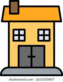 Bungalow Line Filled Vector Icon Design