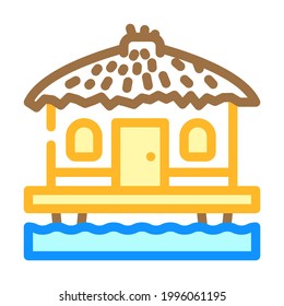 bungalow on water house color icon vector. bungalow on water house sign. isolated symbol illustration