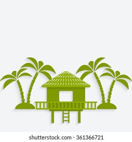 bungalow with palm trees. vector illustration - eps 10