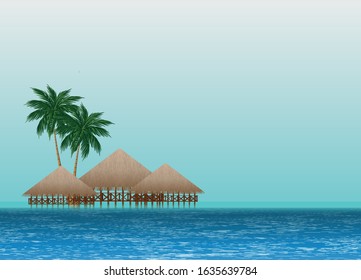 Bungalow in the sea Graphic vector