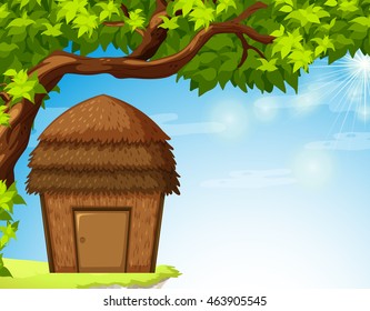 Bungalow under the tree illustration