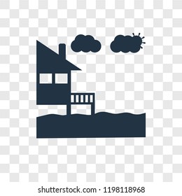 Bungalow vector icon isolated on transparent background, Bungalow transparency logo concept