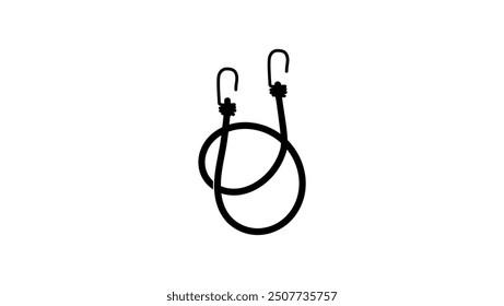 Bungee Cords with Hooks, black isolated silhouette