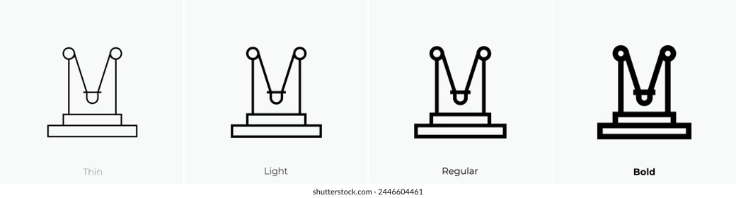 icono de bungee. Diseño de estilo fino, ligero, regular y audaz aislado sobre fondo blanco