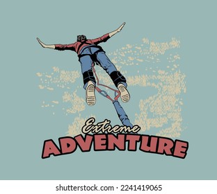 bungee jump vector illustration with extreme typography design