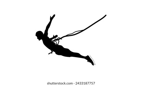 bungee jumper, black isolated silhouette