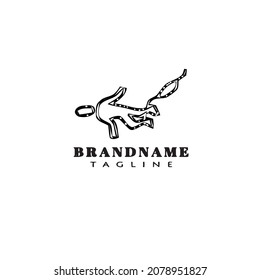 bungee jumper cartoon logo icon design cute black modern isolated vector illustration
