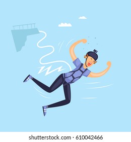 Bungee jumper. Isolated. Extreme sport. Flat design vector illustrations.