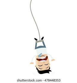 Bungee Jumping Businessman Clipart