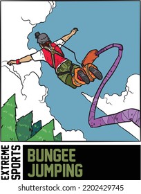 Bungee Jumping Extreme Sports Color Vector Illustration