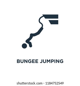 Bungee jumping icon. Black filled vector illustration. Bungee jumping symbol on white background. Can be used in web and mobile.