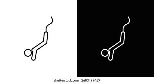 Bungee jumping icon black and white vector outline sign