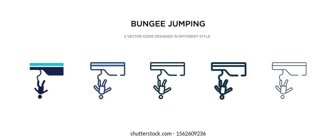 bungee jumping icon in different style vector illustration. two colored and black bungee jumping vector icons designed in filled, outline, line and stroke style can be used for web, mobile, ui