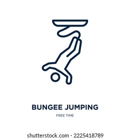 bungee jumping icon from free time collection. Thin linear bungee jumping, rope, extreme outline icon isolated on white background. Line vector bungee jumping sign, symbol for web and mobile