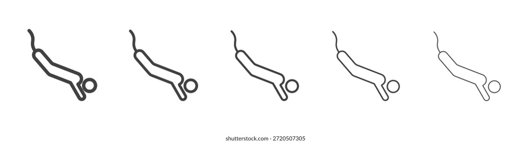 Bungee jumping icon in linear strokes concept