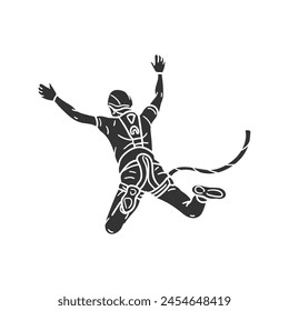 Bungee Jumping Icon Silhouette Illustration. Extreme Activities Vector Graphic Pictogram Symbol Clip Art. Doodle Sketch Black Sign.