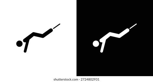 Bungee salto icono silueta Vector plano paquete de diseño de ilustración.