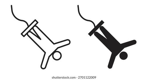 Bungee jumping icon vector glyph flat and trendy stroke line pack