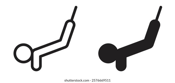 Bungee jumping icons in outline and stroke versions