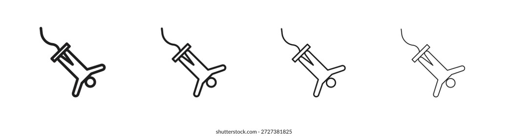 Iconos del salto del amortiguador auxiliar Esquema del símbolo del Vector