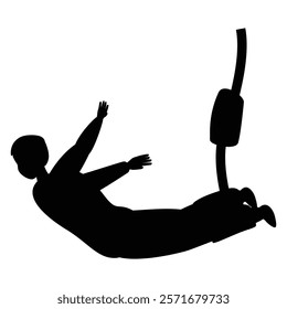 Bungee Jumping Silhouette Against a white background