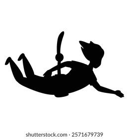 Bungee Jumping Silhouette Against a white background