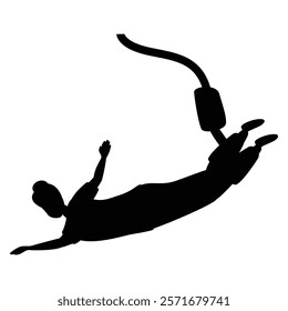 Bungee Jumping Silhouette Against a white background