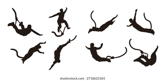 Siluetas de puenting Ilustración vectorial